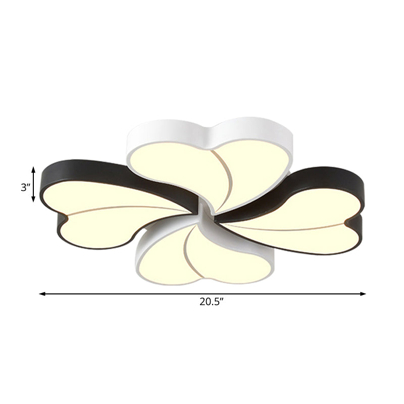 Black and White Heart-Shaped Ceiling Lamp Modern Acrylic Flush Mount Light Fixture in Warm/White Light Clearhalo 'Ceiling Lights' 'Close To Ceiling Lights' 'Close to ceiling' 'Flush mount' Lighting' 215403