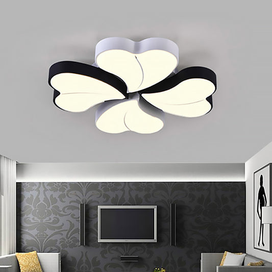 Black and White Heart-Shaped Ceiling Lamp Modern Acrylic Flush Mount Light Fixture in Warm/White Light Clearhalo 'Ceiling Lights' 'Close To Ceiling Lights' 'Close to ceiling' 'Flush mount' Lighting' 215406