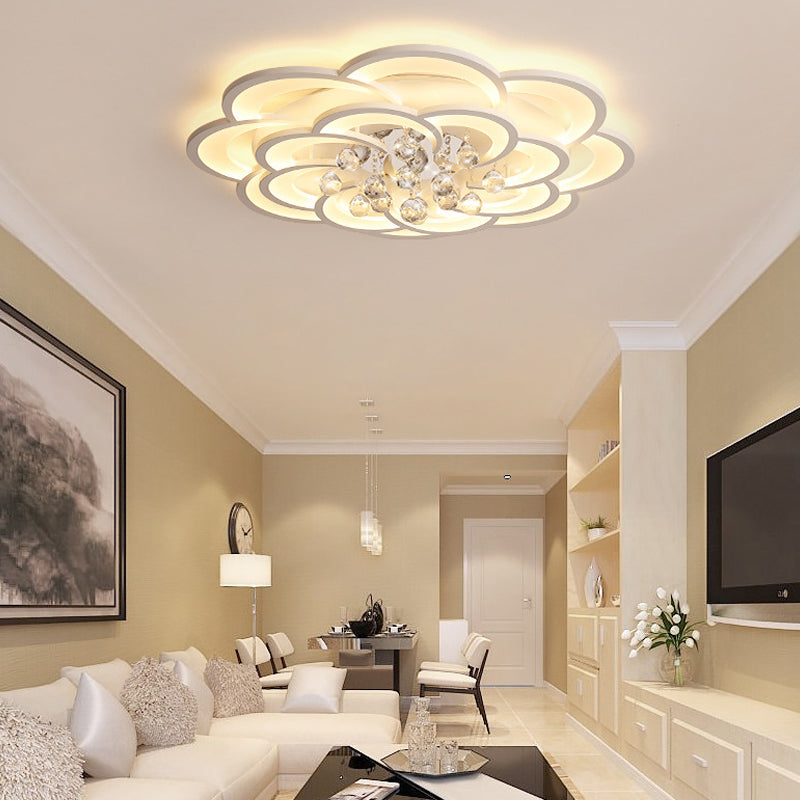 Acrylic Flower LED Flush Mount Modern 20.5"/27"/31.5" Wide Ceiling Light Fixture in Warm/White Light for Living Room White 31.5" Clearhalo 'Ceiling Lights' 'Close To Ceiling Lights' 'Close to ceiling' 'Flush mount' Lighting' 215457