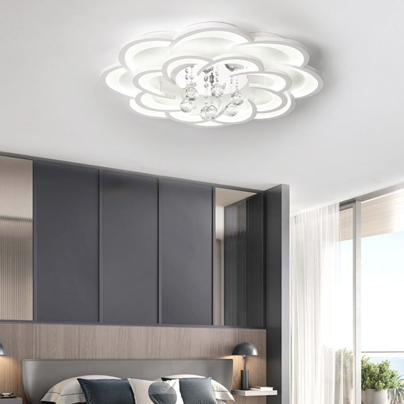 Acrylic Flower LED Flush Mount Modern 20.5"/27"/31.5" Wide Ceiling Light Fixture in Warm/White Light for Living Room White 27" Clearhalo 'Ceiling Lights' 'Close To Ceiling Lights' 'Close to ceiling' 'Flush mount' Lighting' 215461