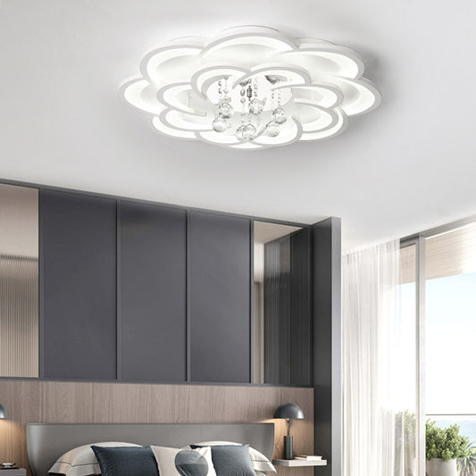 Acrylic Flower LED Flush Mount Modern 20.5"/27"/31.5" Wide Ceiling Light Fixture in Warm/White Light for Living Room White 27" Clearhalo 'Ceiling Lights' 'Close To Ceiling Lights' 'Close to ceiling' 'Flush mount' Lighting' 215461