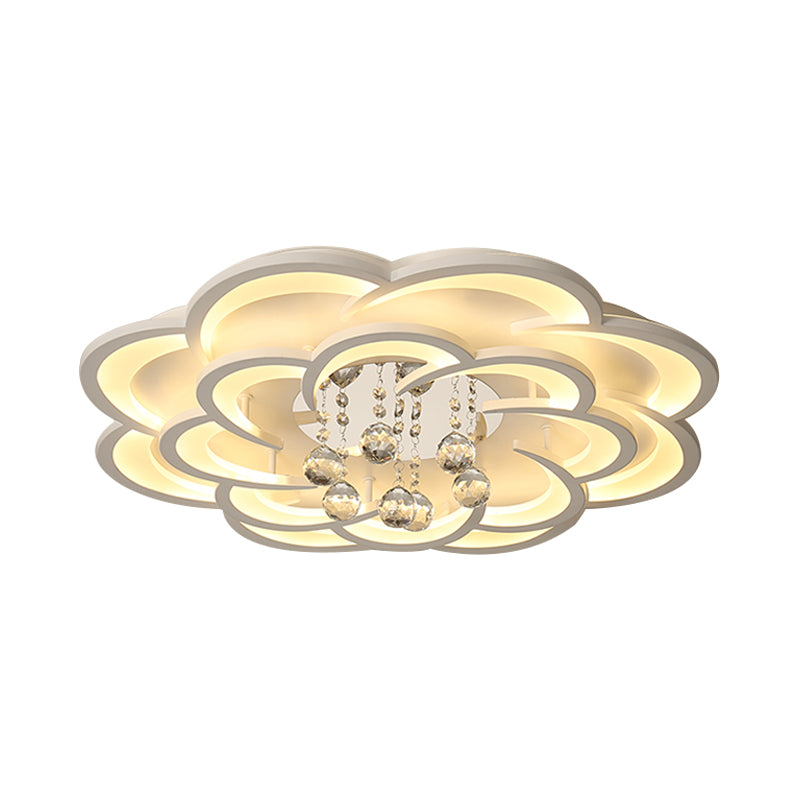 Acrylic Flower LED Flush Mount Modern 20.5"/27"/31.5" Wide Ceiling Light Fixture in Warm/White Light for Living Room Clearhalo 'Ceiling Lights' 'Close To Ceiling Lights' 'Close to ceiling' 'Flush mount' Lighting' 215463