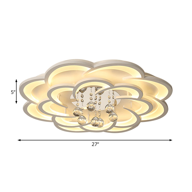 Acrylic Flower LED Flush Mount Modern 20.5"/27"/31.5" Wide Ceiling Light Fixture in Warm/White Light for Living Room Clearhalo 'Ceiling Lights' 'Close To Ceiling Lights' 'Close to ceiling' 'Flush mount' Lighting' 215464