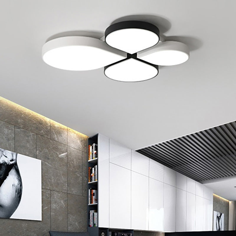 Waterdrop Acrylic Ceiling Light Fixture Nordic White/Pink/Blue Bedroom Flush Mount Lamp in Warm/White Light Black-White White Clearhalo 'Ceiling Lights' 'Close To Ceiling Lights' 'Close to ceiling' 'Flush mount' Lighting' 215485