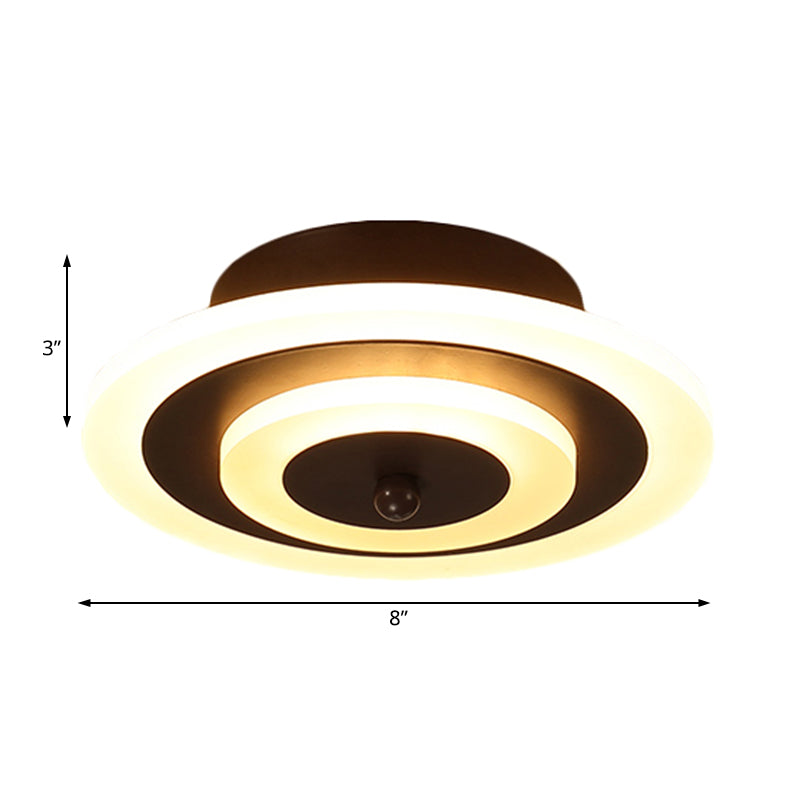 White/Coffee LED Corridor Flush Ceiling Lamp Simple Acrylic Round/Square Flushmount Lighting in Warm/White/Natural Light Clearhalo 'Ceiling Lights' 'Close To Ceiling Lights' 'Close to ceiling' 'Flush mount' Lighting' 215490