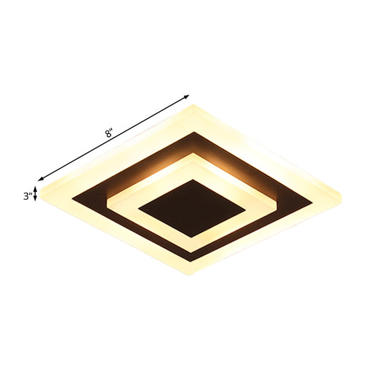 White/Coffee LED Corridor Flush Ceiling Lamp Simple Acrylic Round/Square Flushmount Lighting in Warm/White/Natural Light Clearhalo 'Ceiling Lights' 'Close To Ceiling Lights' 'Close to ceiling' 'Flush mount' Lighting' 215497