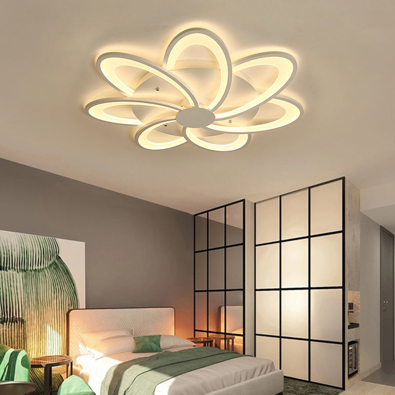 Contemporary Flower Flushmount Lighting Acrylic 6/7/8-Light Bedroom Ceiling Flush Mount in Warm/White Light 7 White Clearhalo 'Ceiling Lights' 'Close To Ceiling Lights' 'Close to ceiling' 'Flush mount' Lighting' 215521