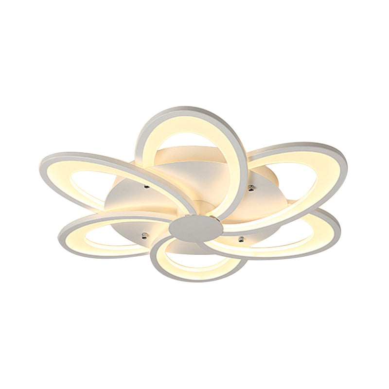 Contemporary Flower Flushmount Lighting Acrylic 6/7/8-Light Bedroom Ceiling Flush Mount in Warm/White Light 6 White Warm Clearhalo 'Ceiling Lights' 'Close To Ceiling Lights' 'Close to ceiling' 'Flush mount' Lighting' 215527