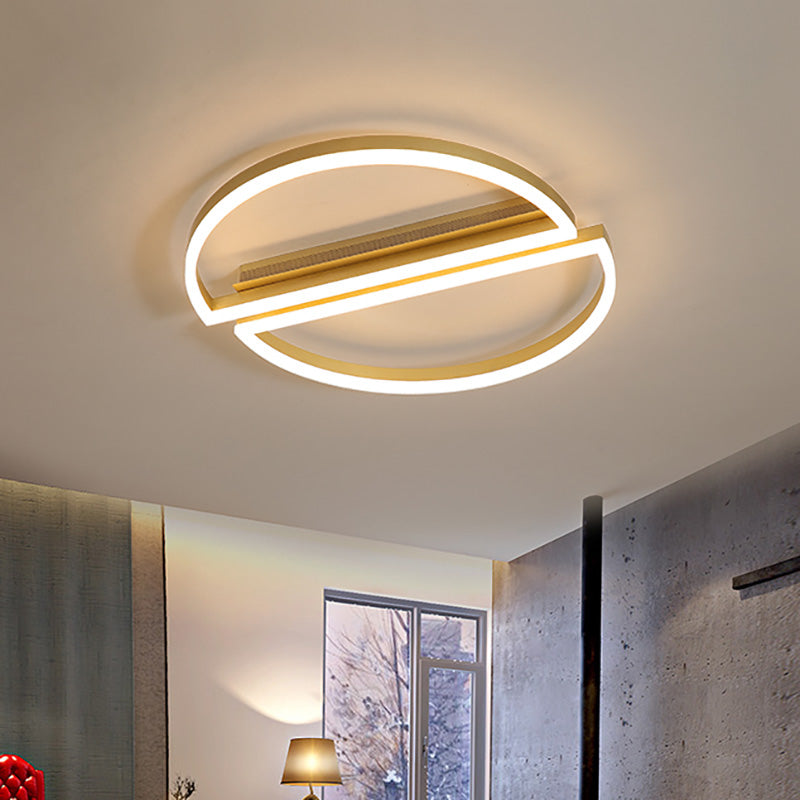 Circular Acrylic Ceiling Light Modern LED Golden Bedroom Flush Mount Lamp in Warm/White Light Clearhalo 'Ceiling Lights' 'Close To Ceiling Lights' 'Close to ceiling' 'Flush mount' Lighting' 215533