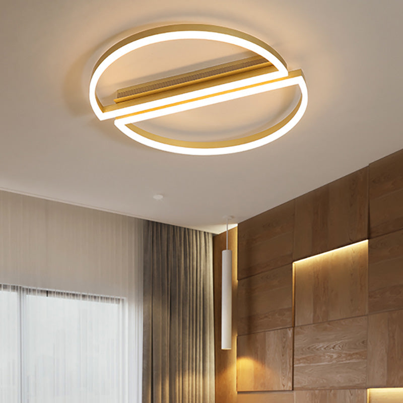 Circular Acrylic Ceiling Light Modern LED Golden Bedroom Flush Mount Lamp in Warm/White Light Gold Clearhalo 'Ceiling Lights' 'Close To Ceiling Lights' 'Close to ceiling' 'Flush mount' Lighting' 215534