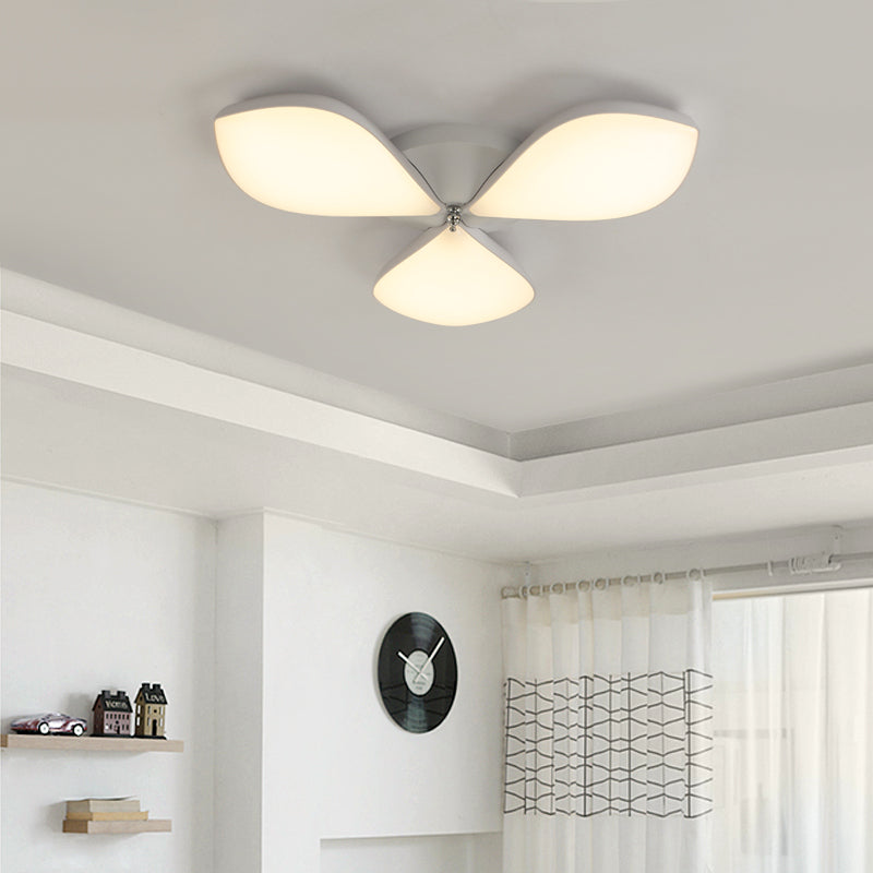 Nordic Petal Shaped Acrylic Flush Lighting Fixture 3/4/5-Head White Bedroom Ceiling Mounted Fixture 3 White Clearhalo 'Ceiling Lights' 'Close To Ceiling Lights' 'Close to ceiling' 'Flush mount' Lighting' 215535