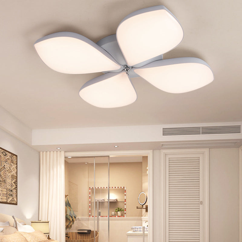 Nordic Petal Shaped Acrylic Flush Lighting Fixture 3/4/5-Head White Bedroom Ceiling Mounted Fixture 4 White Clearhalo 'Ceiling Lights' 'Close To Ceiling Lights' 'Close to ceiling' 'Flush mount' Lighting' 215539