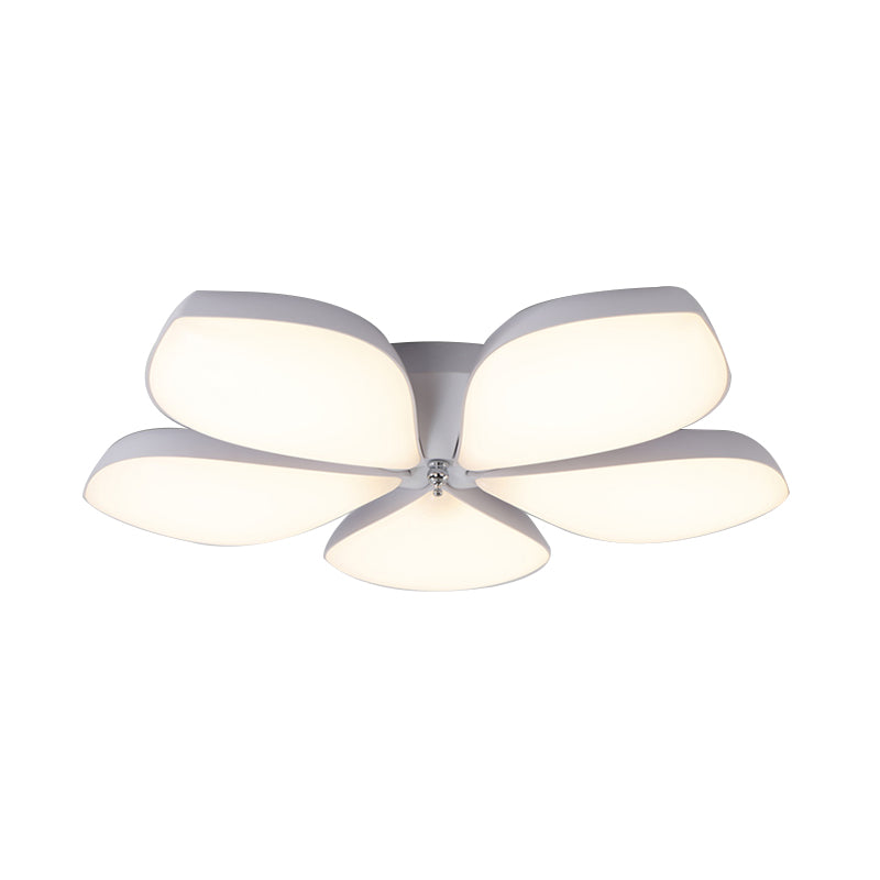 Nordic Petal Shaped Acrylic Flush Lighting Fixture 3/4/5-Head White Bedroom Ceiling Mounted Fixture Clearhalo 'Ceiling Lights' 'Close To Ceiling Lights' 'Close to ceiling' 'Flush mount' Lighting' 215545