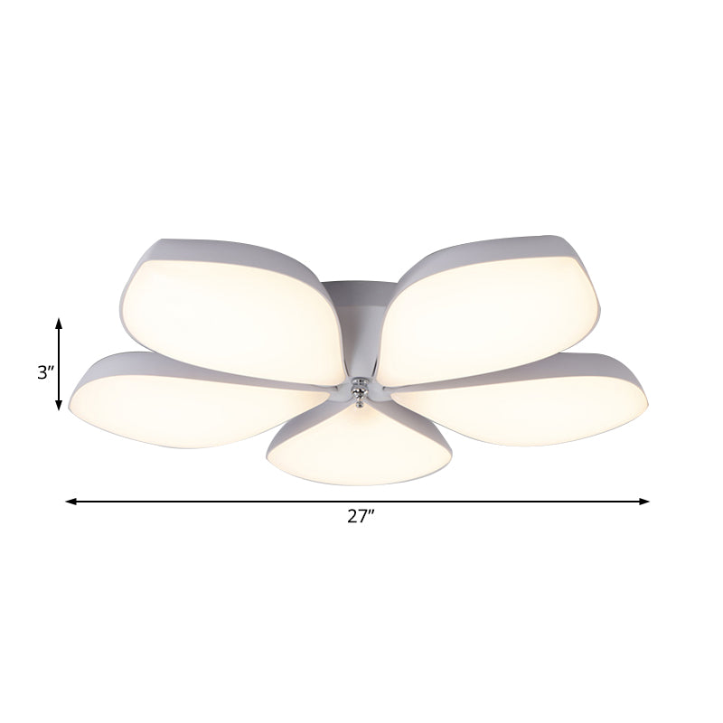 Nordic Petal Shaped Acrylic Flush Lighting Fixture 3/4/5-Head White Bedroom Ceiling Mounted Fixture Clearhalo 'Ceiling Lights' 'Close To Ceiling Lights' 'Close to ceiling' 'Flush mount' Lighting' 215546