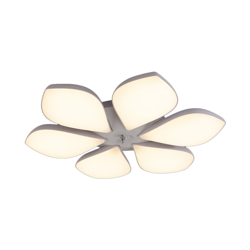 Nordic Petal Shaped Acrylic Flush Lighting Fixture 3/4/5-Head White Bedroom Ceiling Mounted Fixture Clearhalo 'Ceiling Lights' 'Close To Ceiling Lights' 'Close to ceiling' 'Flush mount' Lighting' 215549