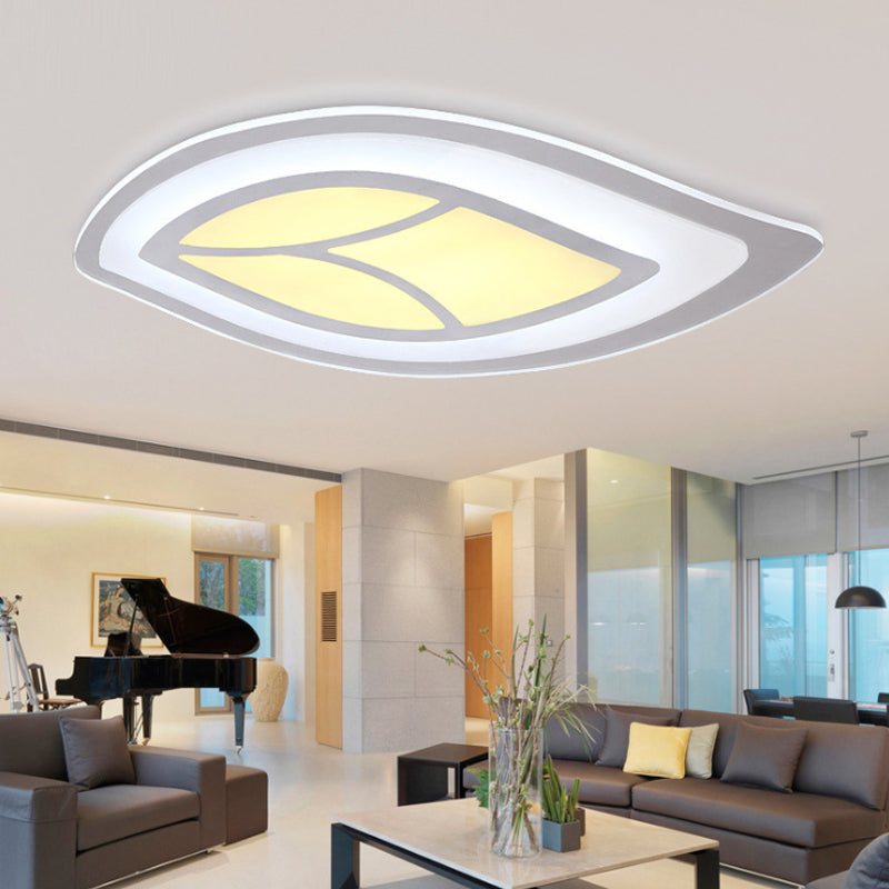 Leaf Flush Ceiling Light Modernism Acrylic 21.5"/35.5"/39" Wide Bedroom Flush Mount Lighting in Warm/White Light Clearhalo 'Ceiling Lights' 'Close To Ceiling Lights' 'Close to ceiling' 'Flush mount' Lighting' 215554