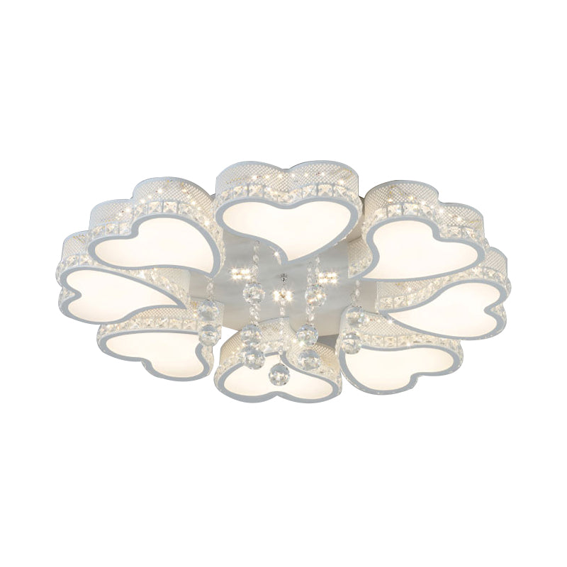 Acrylic Heart Shaped LED Flush Mount Contemporary 3/4/6 Lights Ceiling Lamp with Crystal Drop in Warm/White Light Clearhalo 'Ceiling Lights' 'Close To Ceiling Lights' 'Close to ceiling' 'Flush mount' Lighting' 215562