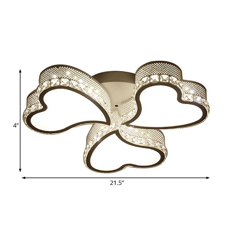 Acrylic Heart Shaped LED Flush Mount Contemporary 3/4/6 Lights Ceiling Lamp with Crystal Drop in Warm/White Light Clearhalo 'Ceiling Lights' 'Close To Ceiling Lights' 'Close to ceiling' 'Flush mount' Lighting' 215575