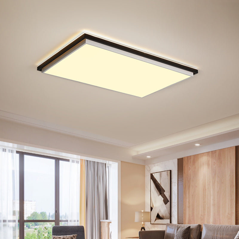 Simple Ultra Thin Acrylic LED Flush Light 18"/21.5"/35.5" Wide Bedroom Ceiling Lighting Fixture in Warm/White Light Black 35.5" Warm Clearhalo 'Ceiling Lights' 'Close To Ceiling Lights' 'Close to ceiling' 'Flush mount' Lighting' 215621