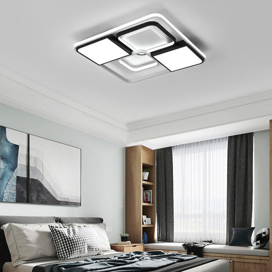 18"/22"/31.5" Wide Modern LED Flushmount Lighting White Rhombus/Rectangular Living Room Ceiling Lamp with Acrylic Shade in Warm/White Light Clearhalo 'Ceiling Lights' 'Close To Ceiling Lights' 'Close to ceiling' 'Flush mount' Lighting' 215776