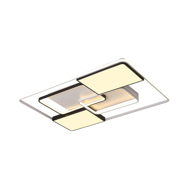 18"/22"/31.5" Wide Modern LED Flushmount Lighting White Rhombus/Rectangular Living Room Ceiling Lamp with Acrylic Shade in Warm/White Light Clearhalo 'Ceiling Lights' 'Close To Ceiling Lights' 'Close to ceiling' 'Flush mount' Lighting' 215782