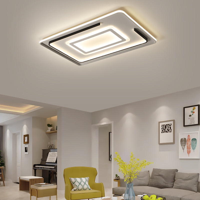 Acrylic Rectangular Ceiling Light Modern LED Flush Mount in Warm/White Light for Living Room, 18"/21.5"/35.5" Wide Clearhalo 'Ceiling Lights' 'Close To Ceiling Lights' 'Close to ceiling' 'Flush mount' Lighting' 215807