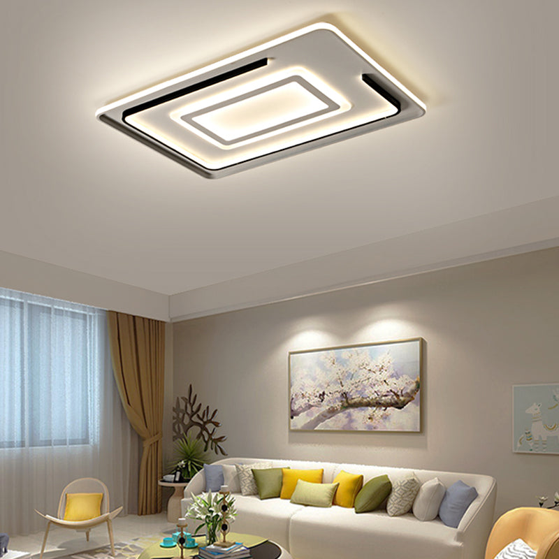 Acrylic Rectangular Ceiling Light Modern LED Flush Mount in Warm/White Light for Living Room, 18"/21.5"/35.5" Wide Clearhalo 'Ceiling Lights' 'Close To Ceiling Lights' 'Close to ceiling' 'Flush mount' Lighting' 215808