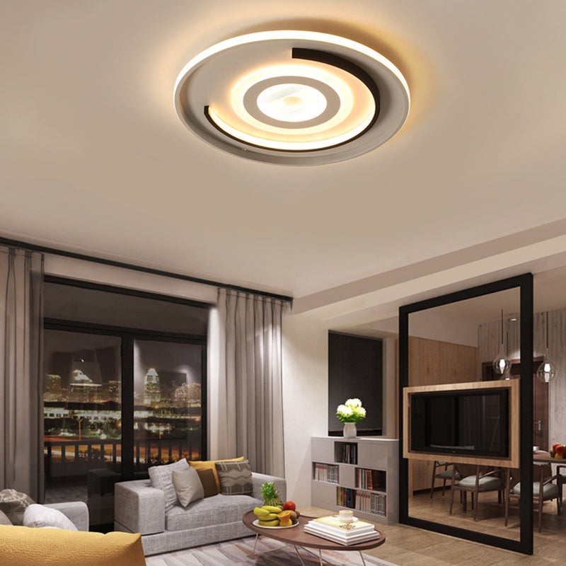 Round Bedroom Flush Mount Light Acrylic 18"/21.5" Dia Contemporary LED Ceiling Lamp in Warm/White Light White Clearhalo 'Ceiling Lights' 'Close To Ceiling Lights' 'Close to ceiling' 'Flush mount' Lighting' 215818