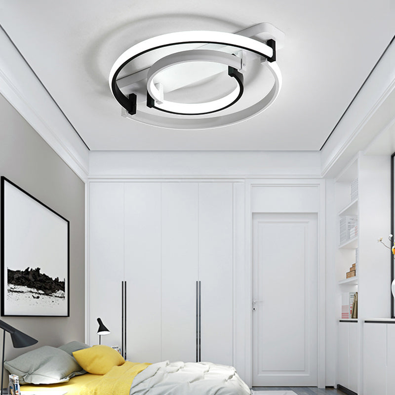 Circular Bedroom Ceiling Lamp Simplicity Acrylic LED Black/White Flush Mount in Warm/White Light, 16"/19.5"/23.5" Wide Clearhalo 'Ceiling Lights' 'Close To Ceiling Lights' 'Close to ceiling' 'Flush mount' Lighting' 215836