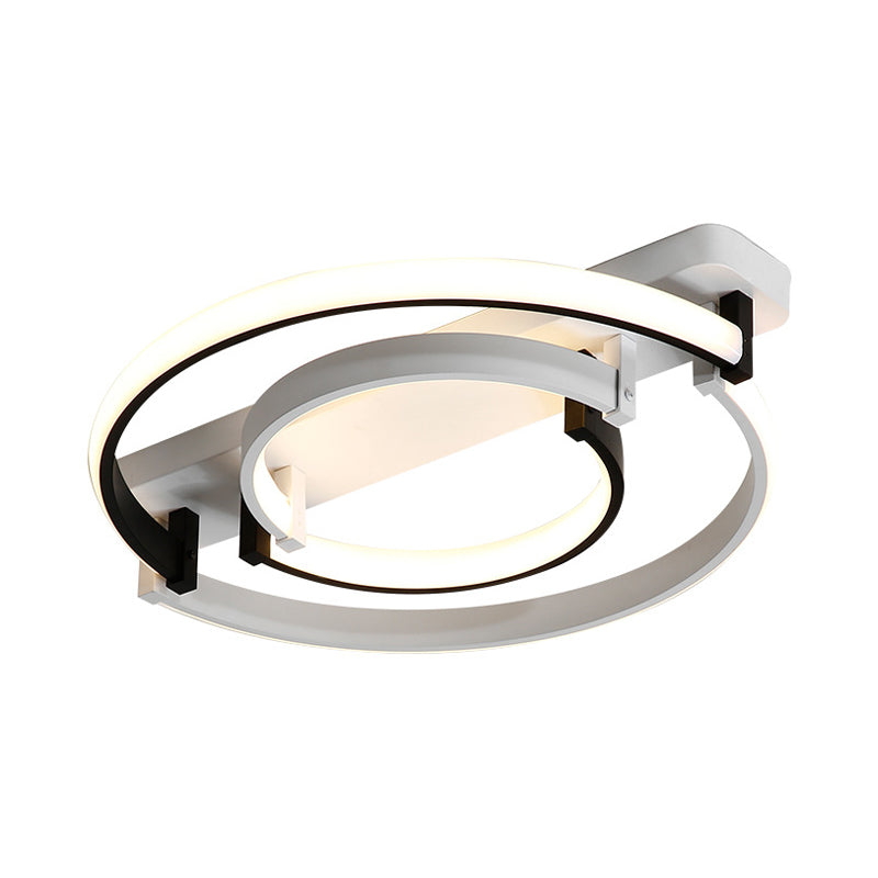 Circular Bedroom Ceiling Lamp Simplicity Acrylic LED Black/White Flush Mount in Warm/White Light, 16"/19.5"/23.5" Wide Clearhalo 'Ceiling Lights' 'Close To Ceiling Lights' 'Close to ceiling' 'Flush mount' Lighting' 215838