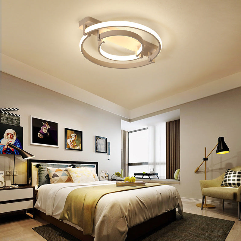 Circular Bedroom Ceiling Lamp Simplicity Acrylic LED Black/White Flush Mount in Warm/White Light, 16"/19.5"/23.5" Wide White Warm Clearhalo 'Ceiling Lights' 'Close To Ceiling Lights' 'Close to ceiling' 'Flush mount' Lighting' 215844