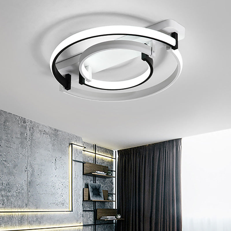 Circular Bedroom Ceiling Lamp Simplicity Acrylic LED Black/White Flush Mount in Warm/White Light, 16"/19.5"/23.5" Wide Clearhalo 'Ceiling Lights' 'Close To Ceiling Lights' 'Close to ceiling' 'Flush mount' Lighting' 215846