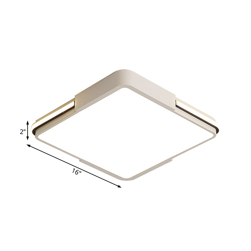 White Square/Rectangular LED Flush Mount Light Simple 16"/19.5"/35.5" Wide Acrylic Bedroom Ceiling Lamp in Warm/White Light Clearhalo 'Ceiling Lights' 'Close To Ceiling Lights' 'Close to ceiling' 'Flush mount' Lighting' 215894