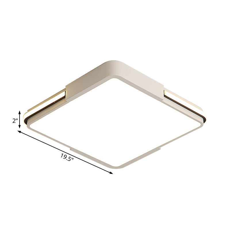 White Square/Rectangular LED Flush Mount Light Simple 16"/19.5"/35.5" Wide Acrylic Bedroom Ceiling Lamp in Warm/White Light Clearhalo 'Ceiling Lights' 'Close To Ceiling Lights' 'Close to ceiling' 'Flush mount' Lighting' 215895