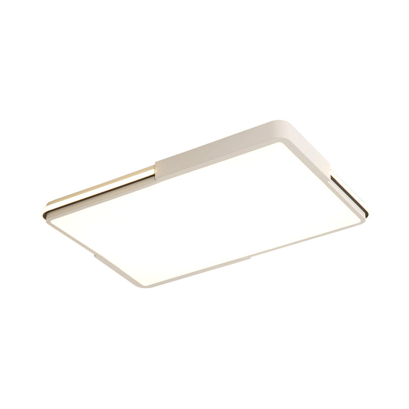 White Square/Rectangular LED Flush Mount Light Simple 16"/19.5"/35.5" Wide Acrylic Bedroom Ceiling Lamp in Warm/White Light Clearhalo 'Ceiling Lights' 'Close To Ceiling Lights' 'Close to ceiling' 'Flush mount' Lighting' 215898