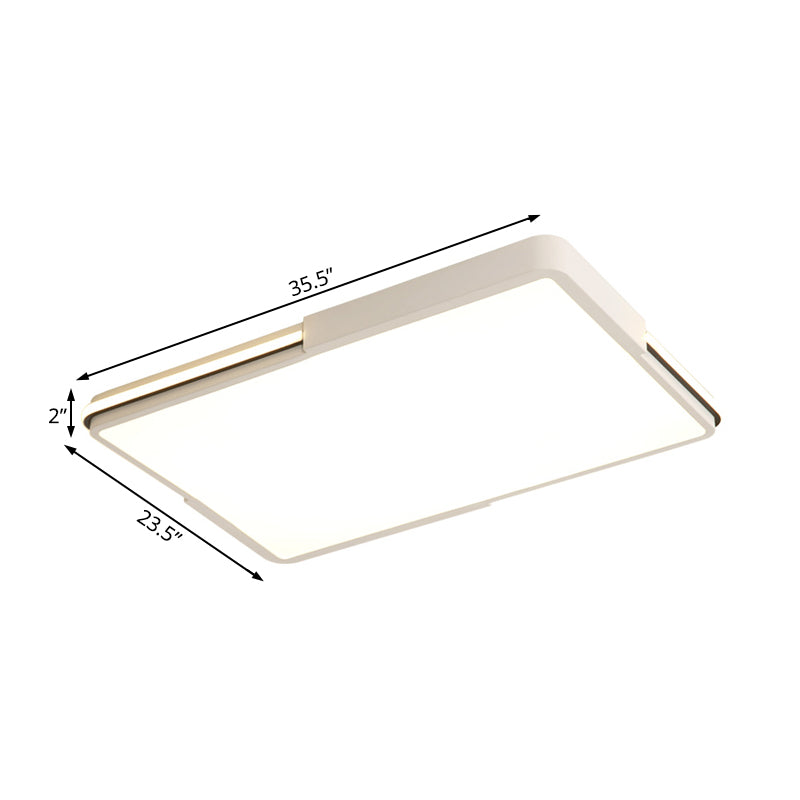 White Square/Rectangular LED Flush Mount Light Simple 16"/19.5"/35.5" Wide Acrylic Bedroom Ceiling Lamp in Warm/White Light Clearhalo 'Ceiling Lights' 'Close To Ceiling Lights' 'Close to ceiling' 'Flush mount' Lighting' 215899