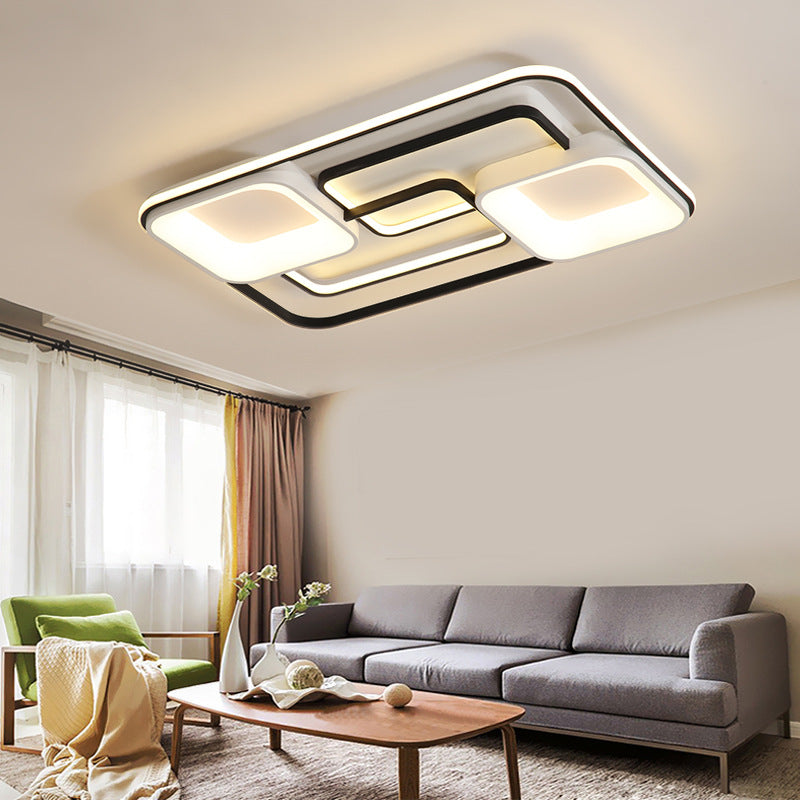 Round/Square/Rectangular Flush Ceiling Light Modern Acrylic White LED Living Room Ceiling Mounted Fixture in Warm/White Light White Warm Rectangle Clearhalo 'Ceiling Lights' 'Close To Ceiling Lights' 'Close to ceiling' 'Flush mount' Lighting' 215911