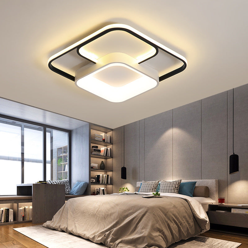 Round/Square/Rectangular Flush Ceiling Light Modern Acrylic White LED Living Room Ceiling Mounted Fixture in Warm/White Light White Warm Square Clearhalo 'Ceiling Lights' 'Close To Ceiling Lights' 'Close to ceiling' 'Flush mount' Lighting' 215915