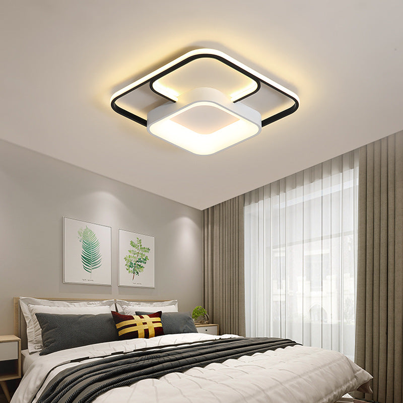 Round/Square/Rectangular Flush Ceiling Light Modern Acrylic White LED Living Room Ceiling Mounted Fixture in Warm/White Light Clearhalo 'Ceiling Lights' 'Close To Ceiling Lights' 'Close to ceiling' 'Flush mount' Lighting' 215916