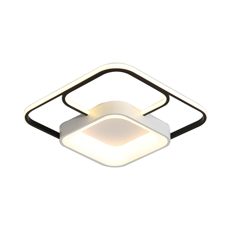 Round/Square/Rectangular Flush Ceiling Light Modern Acrylic White LED Living Room Ceiling Mounted Fixture in Warm/White Light White White Square Clearhalo 'Ceiling Lights' 'Close To Ceiling Lights' 'Close to ceiling' 'Flush mount' Lighting' 215917