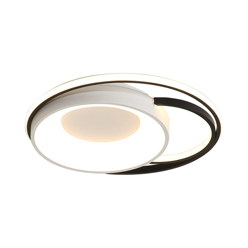 Round/Square/Rectangular Flush Ceiling Light Modern Acrylic White LED Living Room Ceiling Mounted Fixture in Warm/White Light White White Round Clearhalo 'Ceiling Lights' 'Close To Ceiling Lights' 'Close to ceiling' 'Flush mount' Lighting' 215921