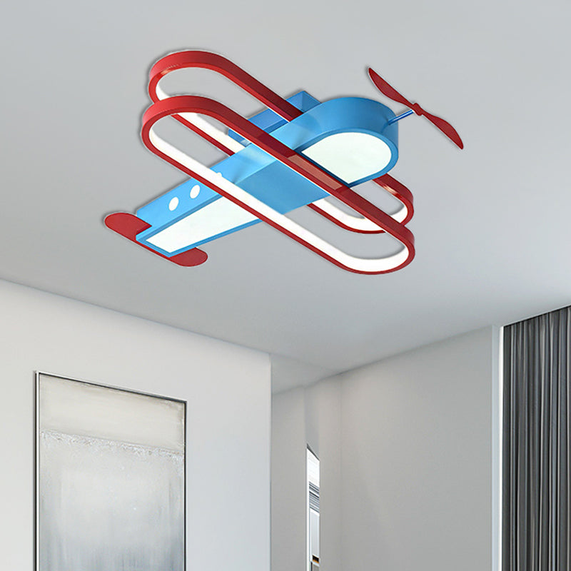 18"/23.5" W Aircraft Flushmount Lighting Kids Aluminum and Acrylic LED Blue Ceiling Mounted Light in Warm/White Light Clearhalo 'Ceiling Lights' 'Close To Ceiling Lights' 'Close to ceiling' 'Flush mount' Lighting' 215942