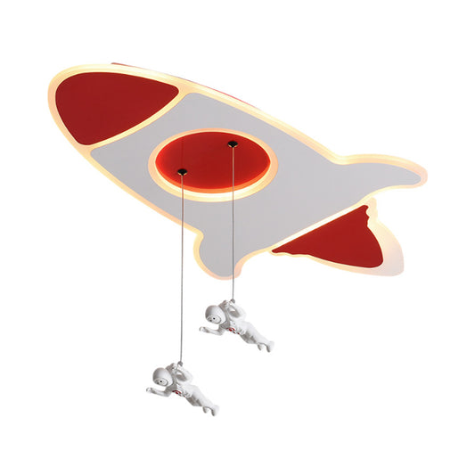 Cartoon Stylish Rocket Shaped Ceiling Flush Mount Acrylic 14"/16.5" W LED Bedroom Red Flushmount Lamp in Warm/White Light Clearhalo 'Ceiling Lights' 'Close To Ceiling Lights' 'Close to ceiling' 'Flush mount' Lighting' 215984