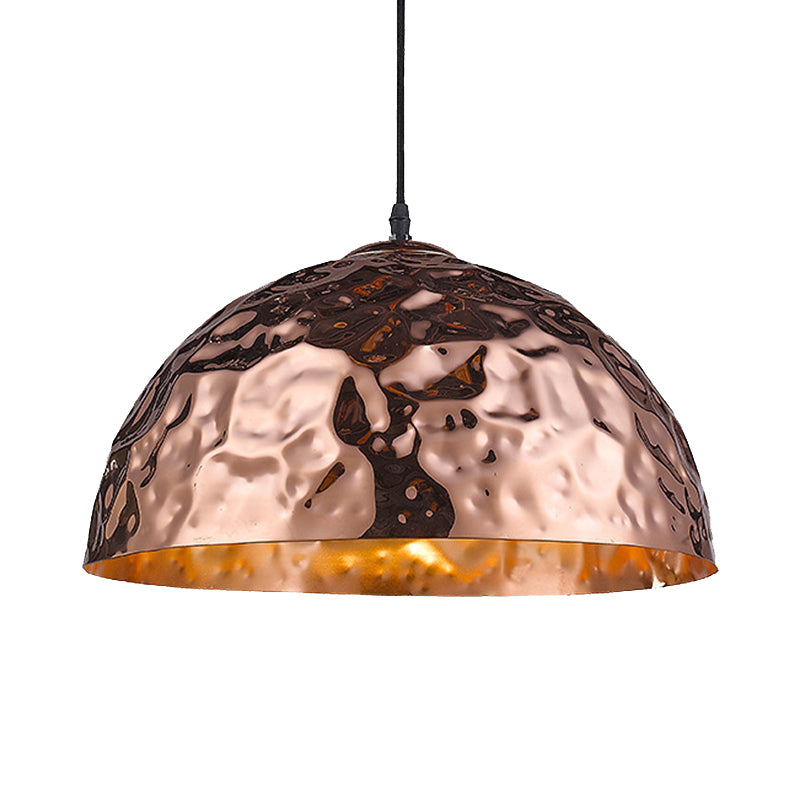 1 Light Hanging Ceiling Light with Bowl Metal Shade Classic Dining Room Pendant Lighting in Rose Gold, 10"/16" Wide Clearhalo 'Ceiling Lights' 'Pendant Lights' 'Pendants' Lighting' 216009