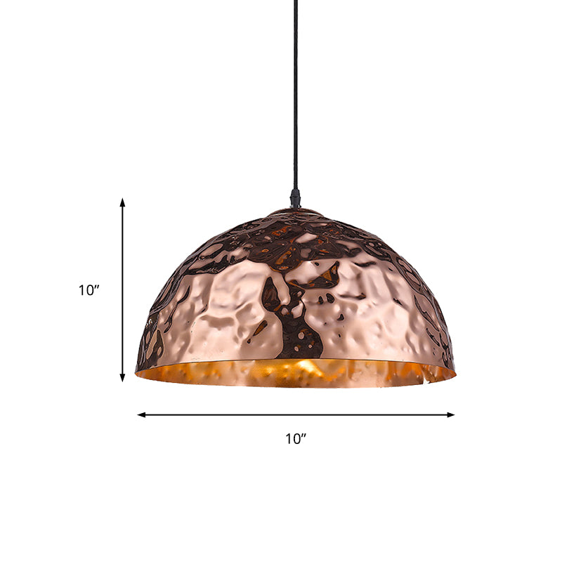 1 Light Hanging Ceiling Light with Bowl Metal Shade Classic Dining Room Pendant Lighting in Rose Gold, 10"/16" Wide Clearhalo 'Ceiling Lights' 'Pendant Lights' 'Pendants' Lighting' 216010