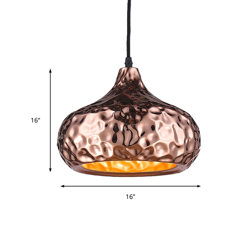 1 Light Hanging Ceiling Light with Bowl Metal Shade Classic Dining Room Pendant Lighting in Rose Gold, 10"/16" Wide Clearhalo 'Ceiling Lights' 'Pendant Lights' 'Pendants' Lighting' 216013