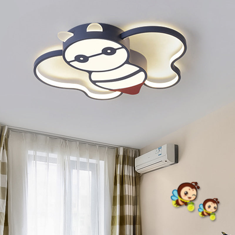 Kids Bee Design Flush Mount Lighting Acrylic LED Children Room Blue Ceiling Lamp in Warm/White Light, 15"/20.5" Width Clearhalo 'Ceiling Lights' 'Close To Ceiling Lights' 'Close to ceiling' 'Flush mount' Lighting' 216023