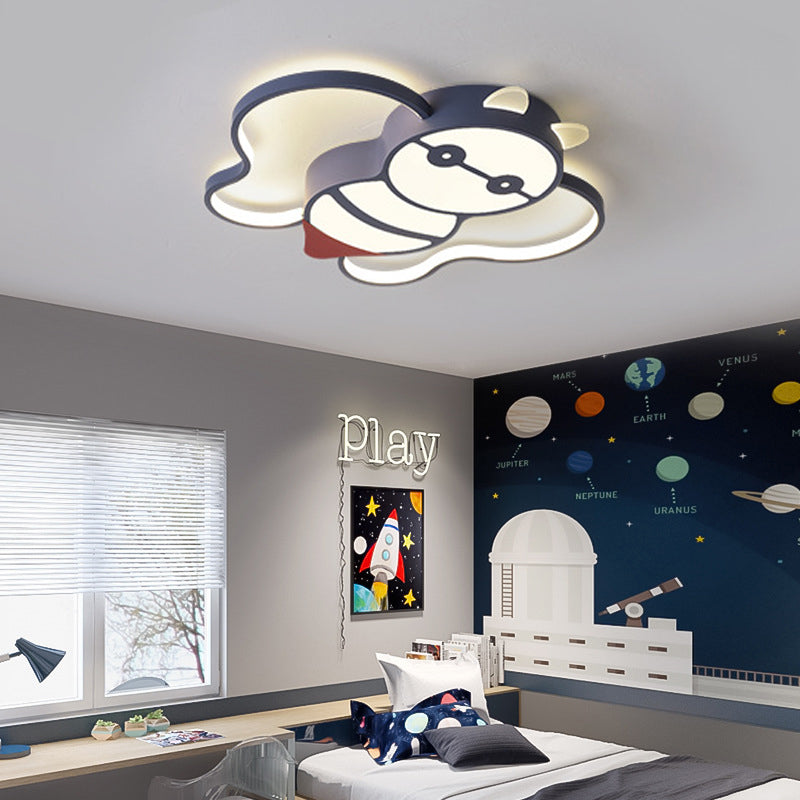 Kids Bee Design Flush Mount Lighting Acrylic LED Children Room Blue Ceiling Lamp in Warm/White Light, 15"/20.5" Width Clearhalo 'Ceiling Lights' 'Close To Ceiling Lights' 'Close to ceiling' 'Flush mount' Lighting' 216024