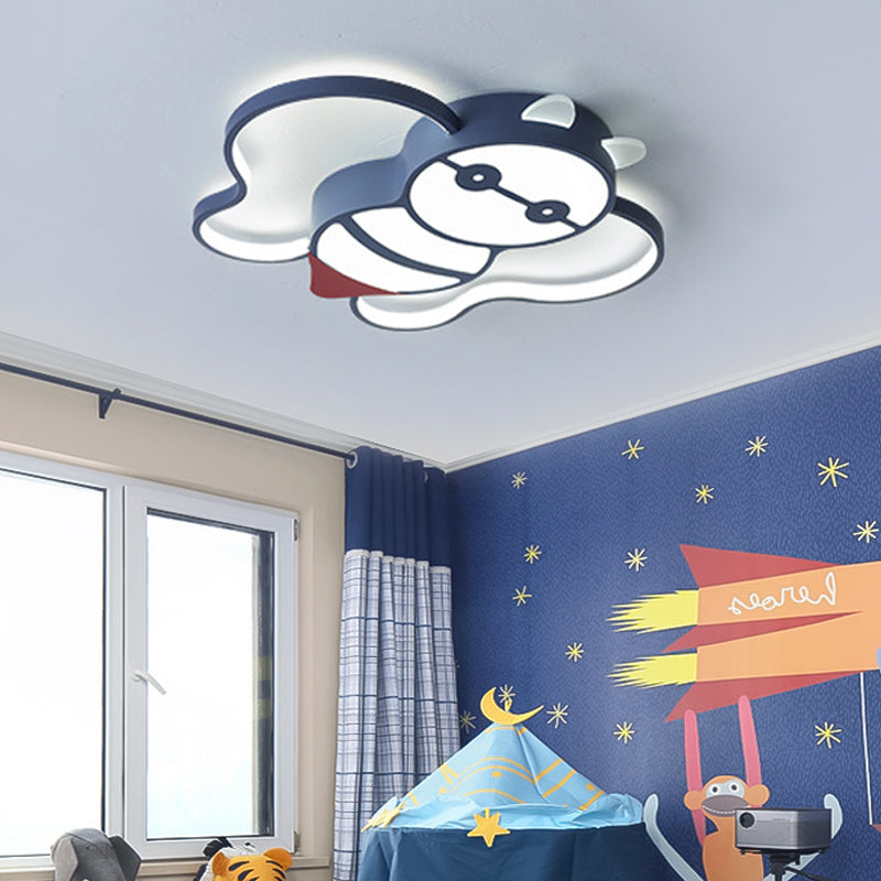 Kids Bee Design Flush Mount Lighting Acrylic LED Children Room Blue Ceiling Lamp in Warm/White Light, 15"/20.5" Width Blue White Clearhalo 'Ceiling Lights' 'Close To Ceiling Lights' 'Close to ceiling' 'Flush mount' Lighting' 216025