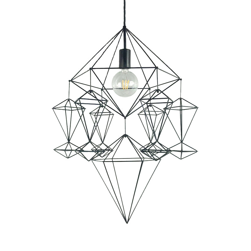 Black Diamond Pendant Fixture Classical Metal 1 Light Living Room Hanging Ceiling Light Clearhalo 'Ceiling Lights' 'Pendant Lights' 'Pendants' Lighting' 216036